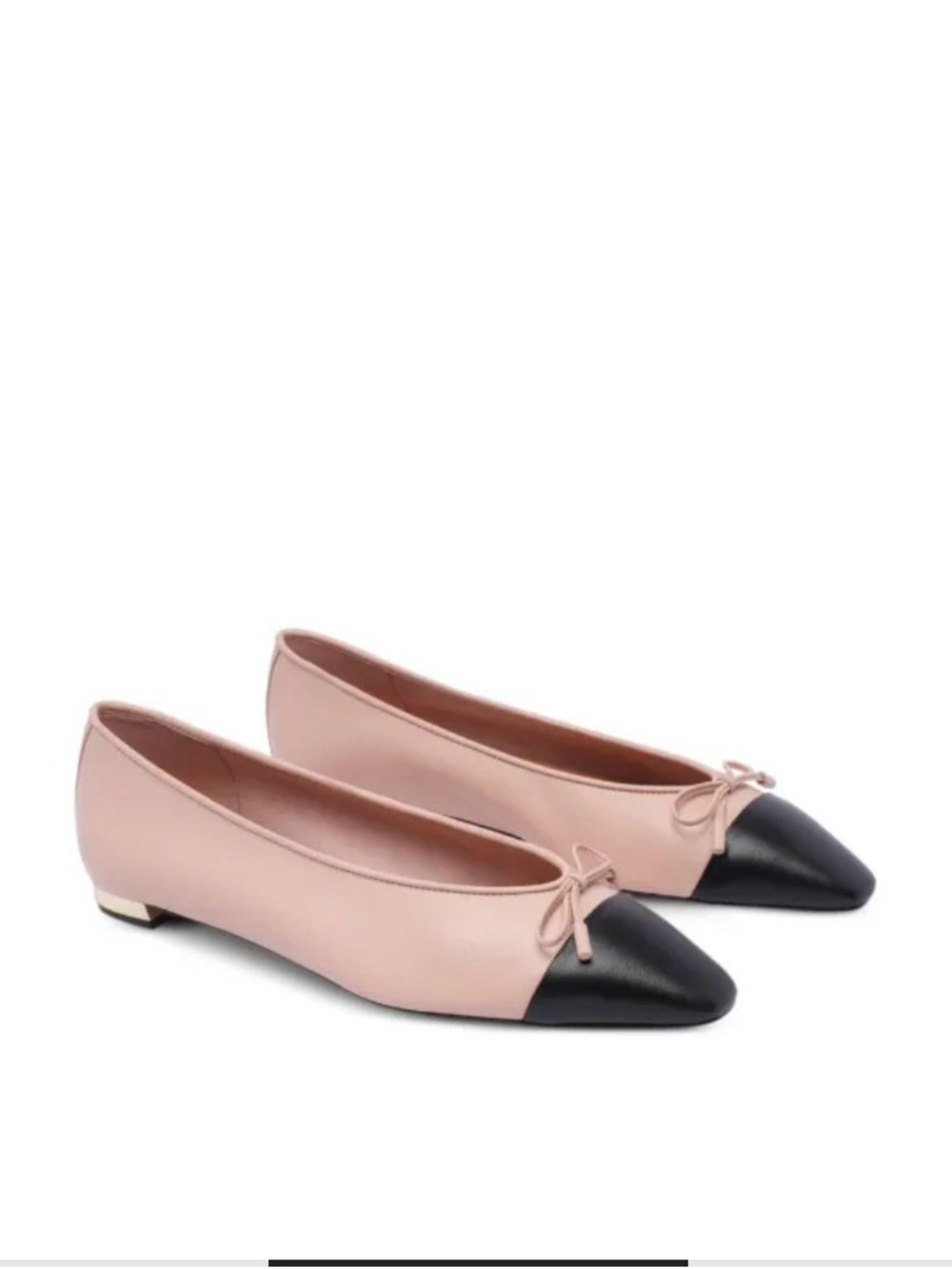 Aquazzura Two-Tone Black and Blush Pointed-Toe Ballet Flats